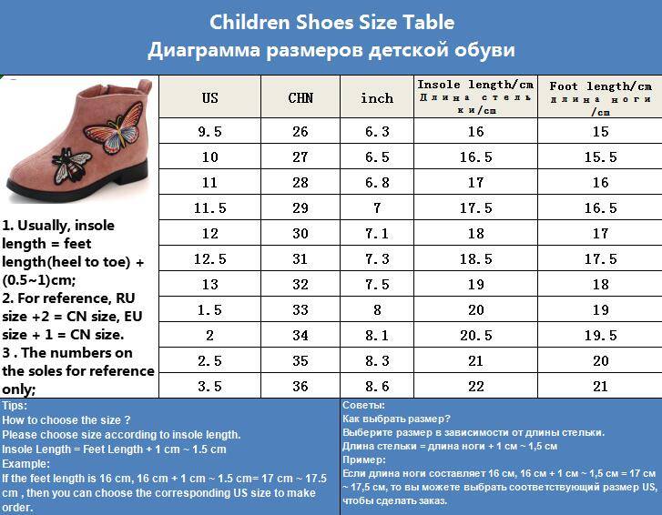 Размер ноги у детей по возрасту: таблица размеров в сантиметрах