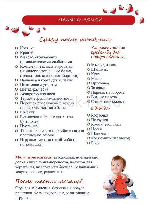 Список вещей для новорожденного