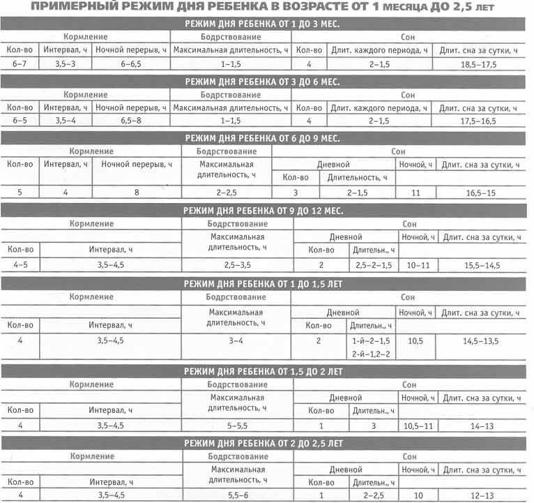 Режим дня новорожденного в первый месяц, по месяцам, комаровский