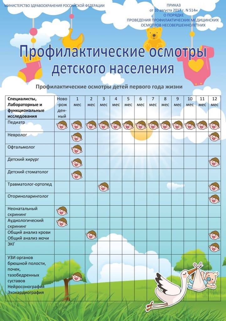 Первый год жизни малыша: календарь посещения врачей
