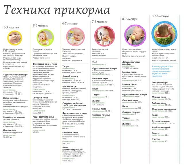Введение прикорма - правила и продукты. какие витамины нужны детям? меню детям в 6 месяцев, в 7 месяцев, 8 месяцев, 9 месяцев и  до года. сколько прикорма давать детям? :: polismed.com