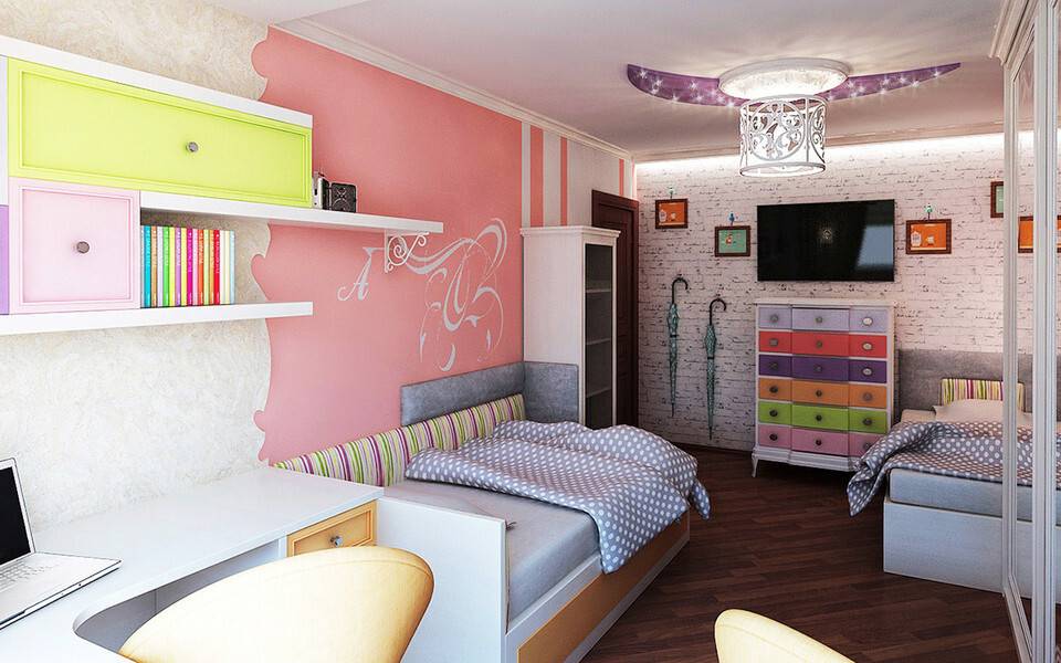 Дизайн детской комнаты 12 кв м для девочки и мальчика